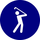 Golfing icon in blue circle