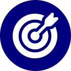 Blue circle with dartboard and arrow