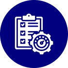 Task management symbol with cogwheel.